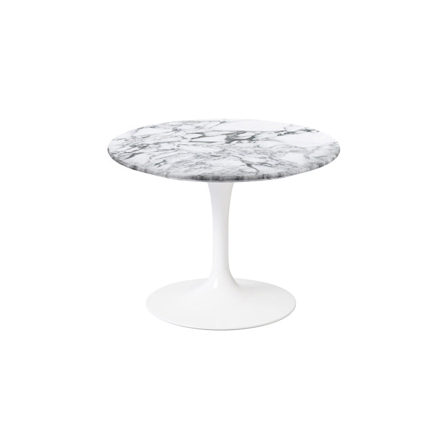 Saarinen 20-Inch Round Low Side Table side/end table Knoll White Arabescato marble, Satin finish