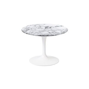 Saarinen 20-Inch Round Low Side Table side/end table Knoll White Arabescato marble, Satin finish 
