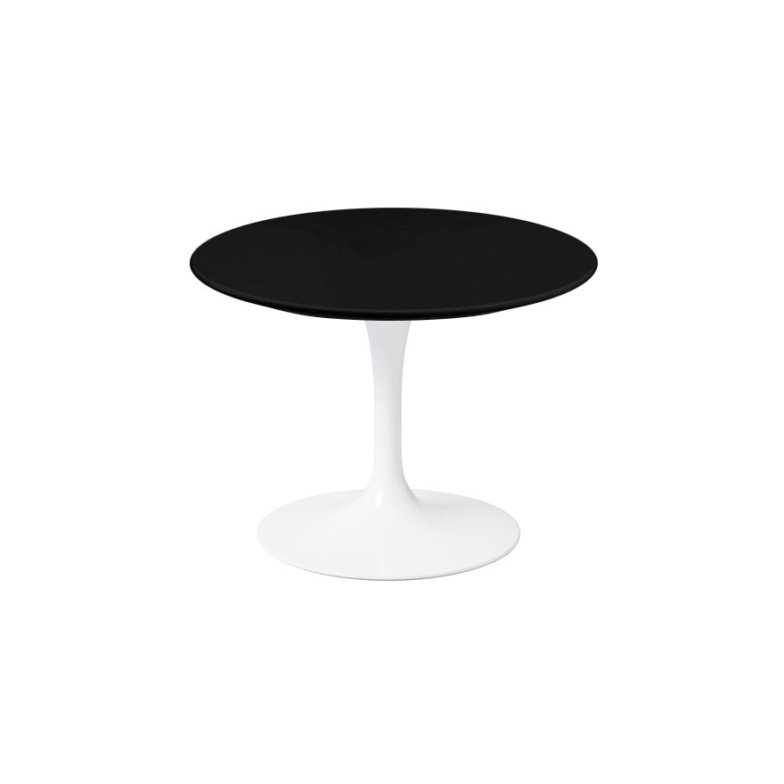 Saarinen 20-Inch Round Low Side Table side/end table Knoll White Black laminate, Satin finish