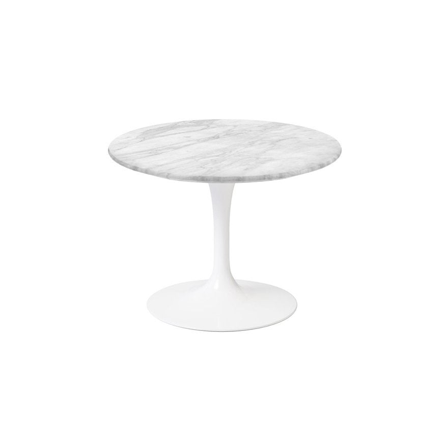 Saarinen 20-Inch Round Low Side Table side/end table Knoll White Carrara marble, Satin finish