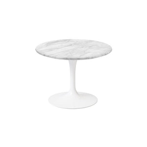 Saarinen 20-Inch Round Low Side Table side/end table Knoll White Carrara marble, Satin finish 