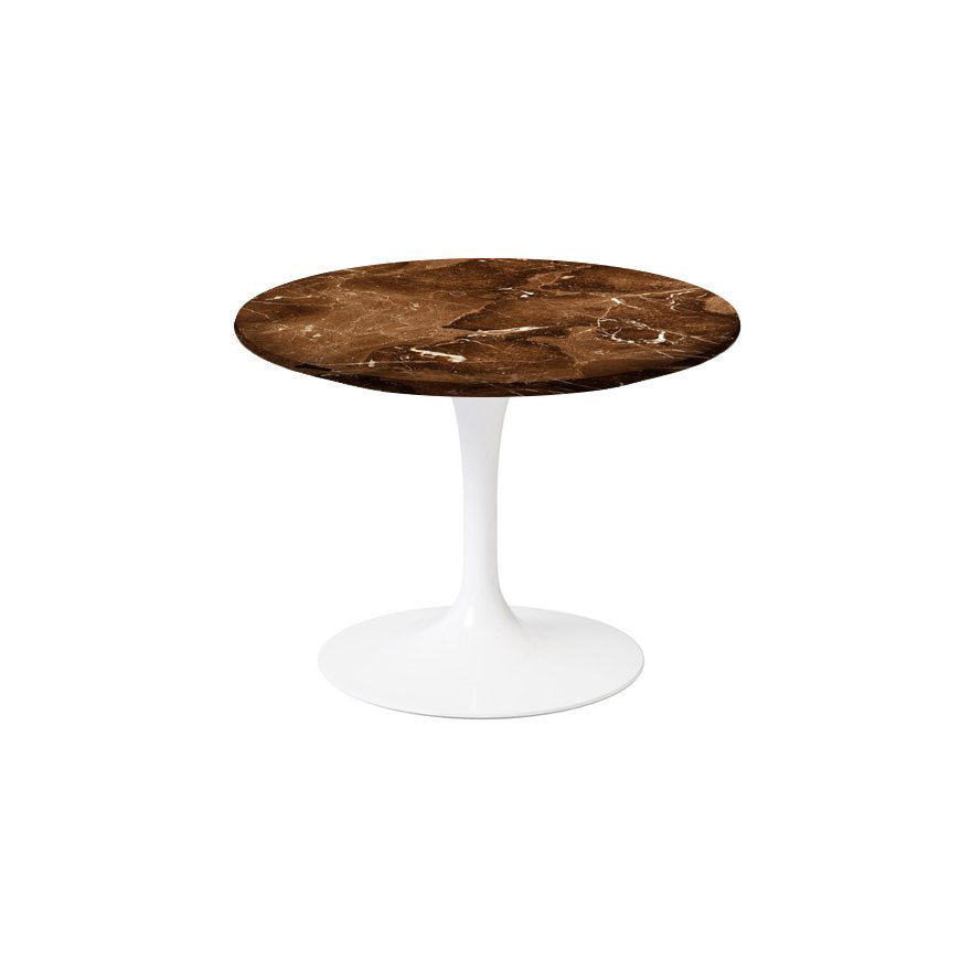 Saarinen 20-Inch Round Low Side Table side/end table Knoll White Espresso marble, Satin finish