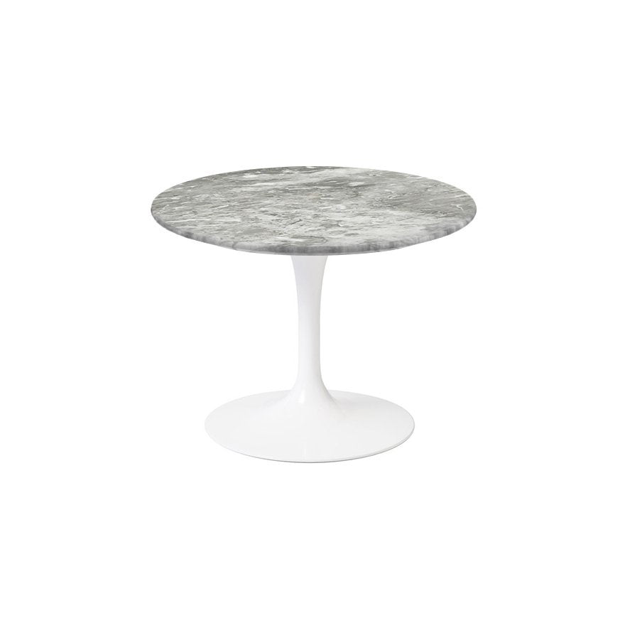 Saarinen 20-Inch Round Low Side Table side/end table Knoll White Grey marble, Satin finish