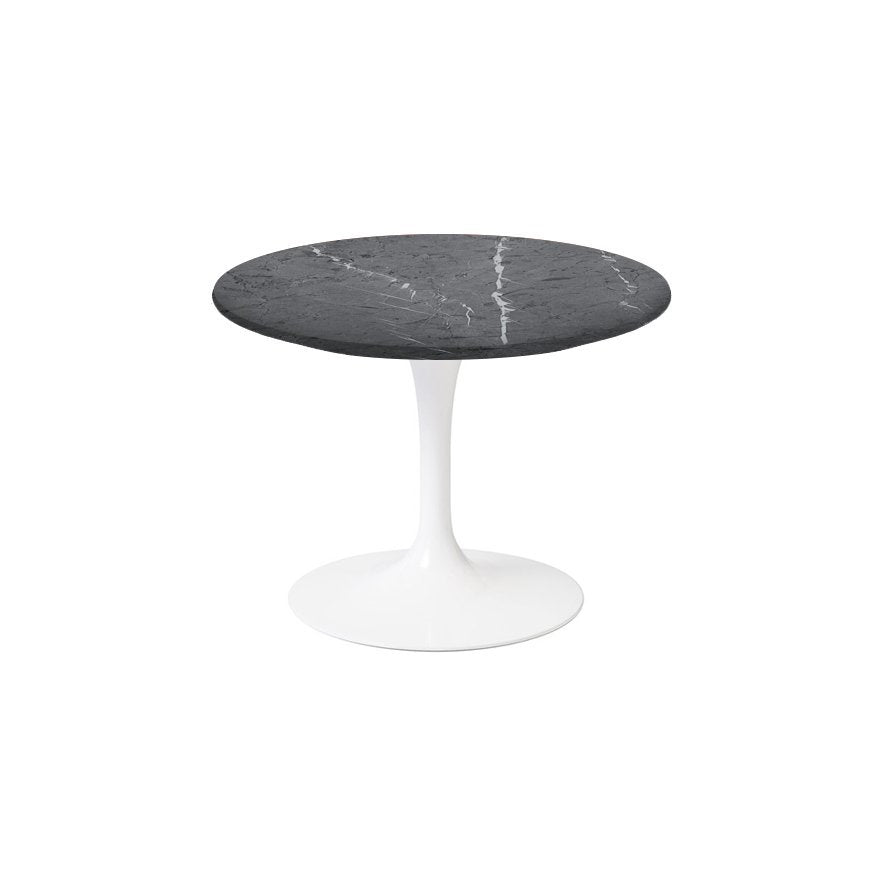 Saarinen 20-Inch Round Low Side Table side/end table Knoll White Grigio Marquina marble, Satin finish