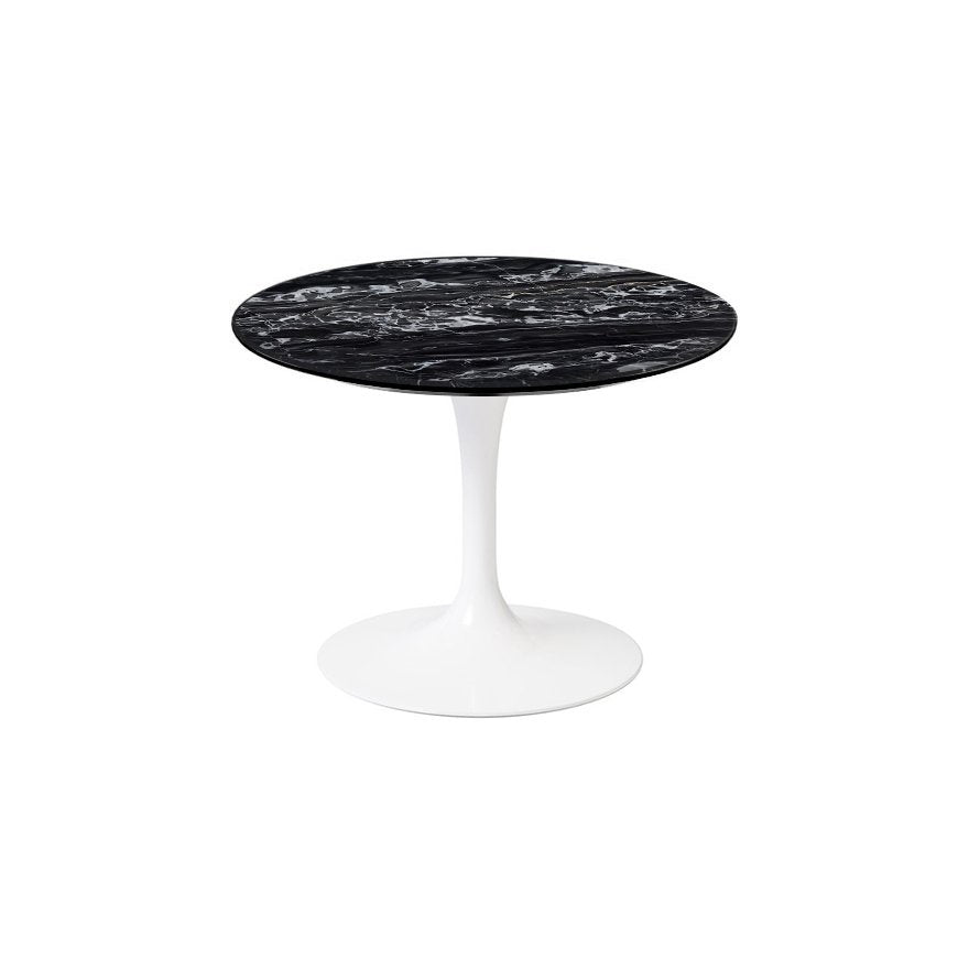 Saarinen 20-Inch Round Low Side Table side/end table Knoll White Portoro marble, Satin finish