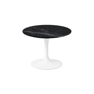 Saarinen 20-Inch Round Low Side Table side/end table Knoll White Portoro marble, Shiny finish 