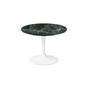 Saarinen 20-Inch Round Low Side Table side/end table Knoll White Verde Alpi marble, Shiny finish 