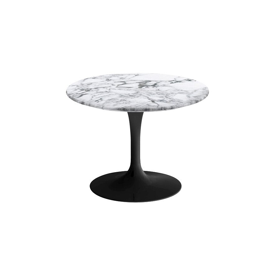 Saarinen 20-Inch Round Low Side Table side/end table Knoll Black Arabescato marble, Shiny finish