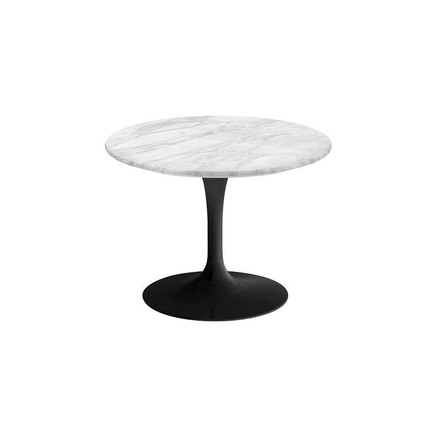 Saarinen 20-Inch Round Low Side Table side/end table Knoll Black Carrara marble, Satin finish