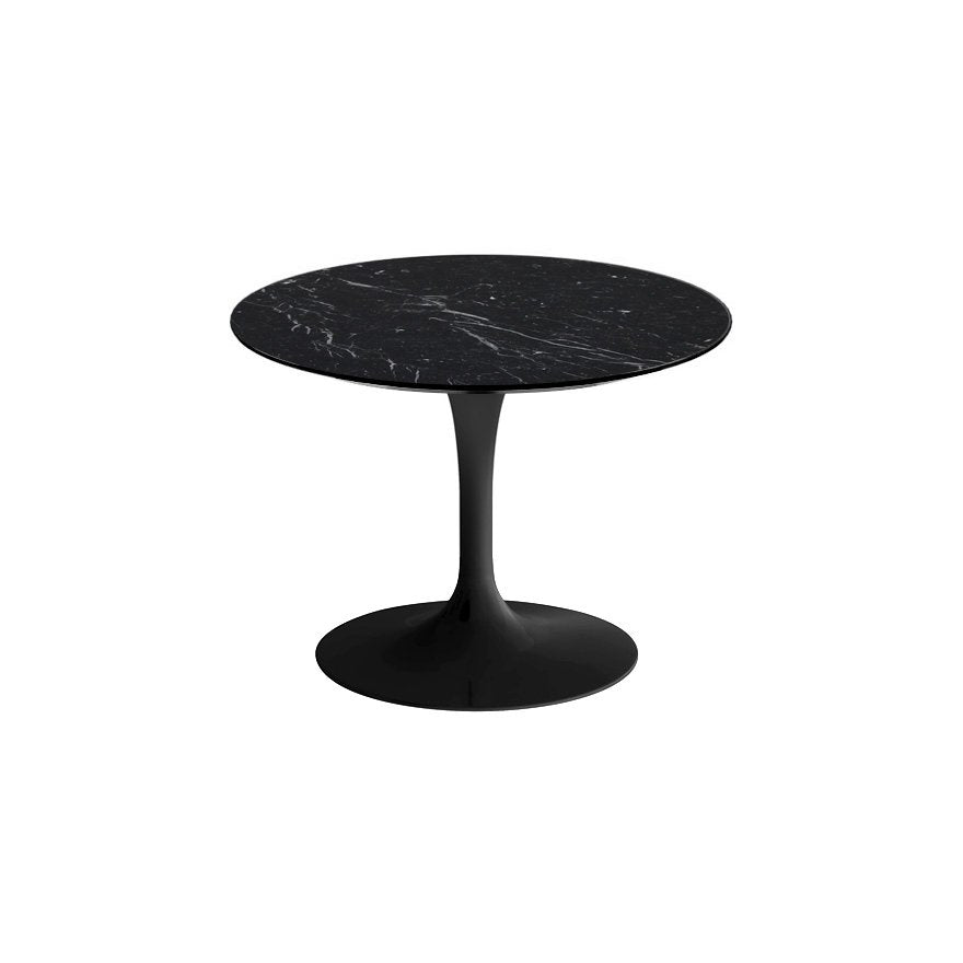 Saarinen 20-Inch Round Low Side Table side/end table Knoll Black Nero Marquina marble, Satin finish