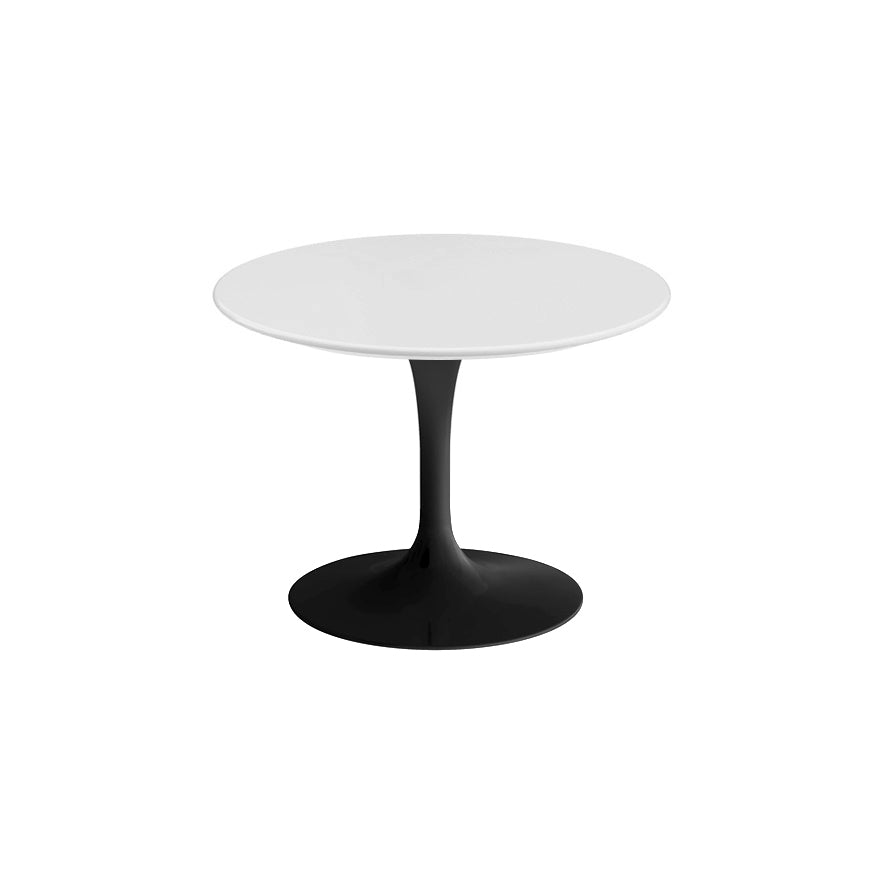Saarinen 20-Inch Round Low Side Table side/end table Knoll Black White laminate, Satin finish