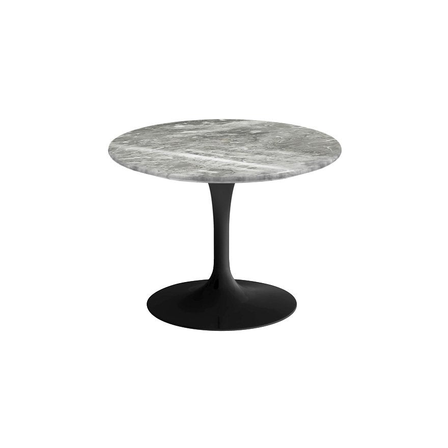 Saarinen 20-Inch Round Low Side Table side/end table Knoll Black Grey marble, Shiny finish