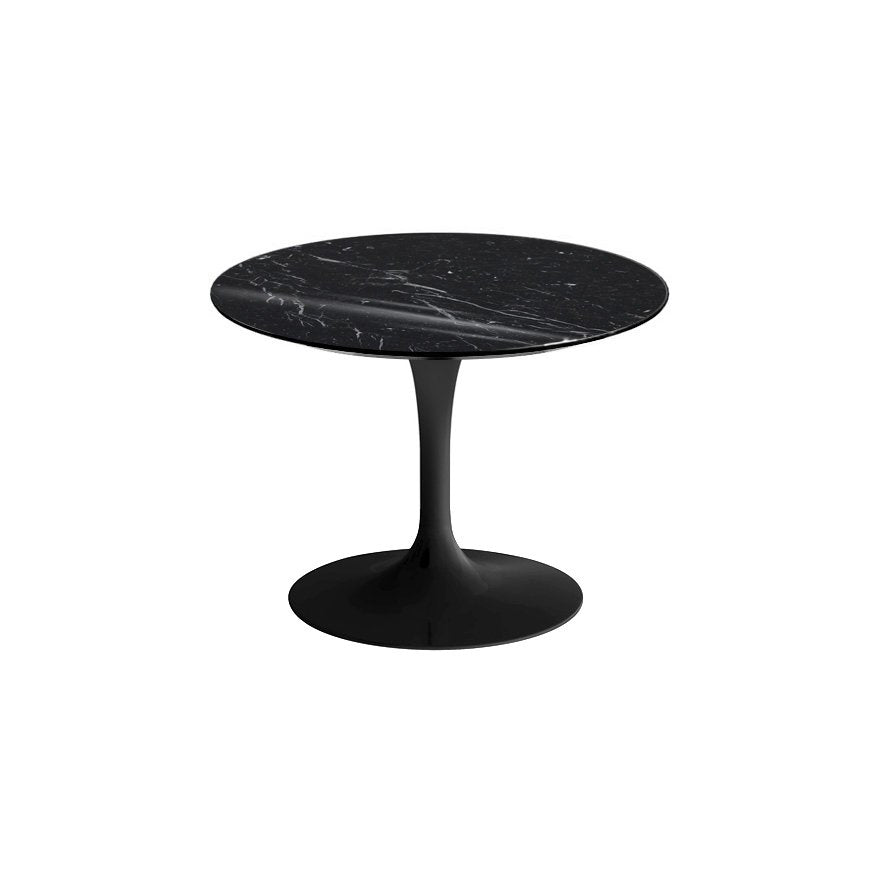 Saarinen 20-Inch Round Low Side Table side/end table Knoll Black Nero Marquina marble, Shiny finish