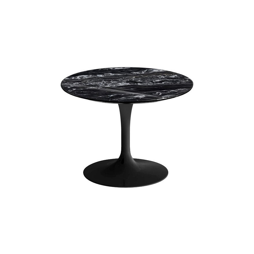 Saarinen 20-Inch Round Low Side Table side/end table Knoll Black Portoro marble, Shiny finish