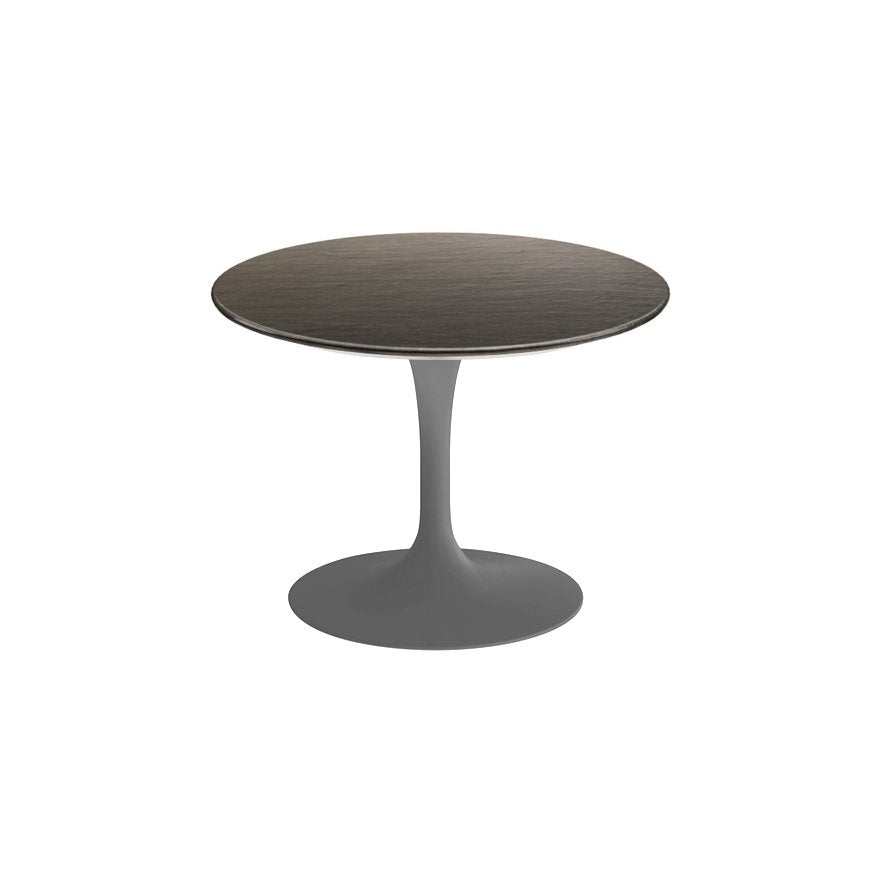 Saarinen 20-Inch Round Low Side Table side/end table Knoll Grey Ebonized Walnut