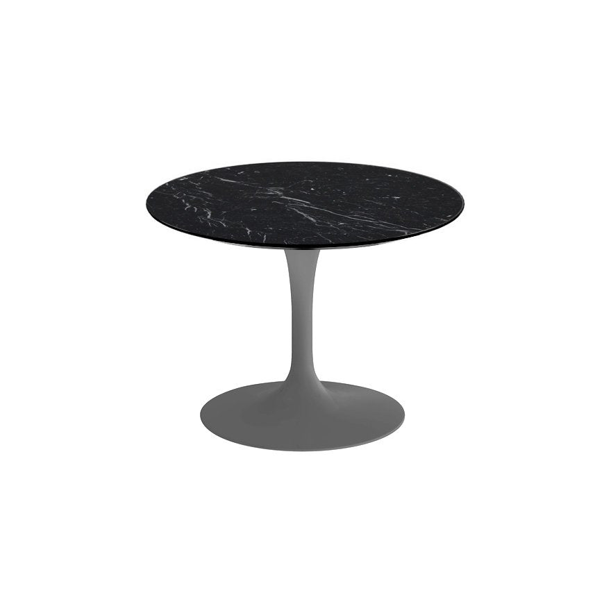 Saarinen 20-Inch Round Low Side Table side/end table Knoll Grey Nero Marquina marble, Satin finish