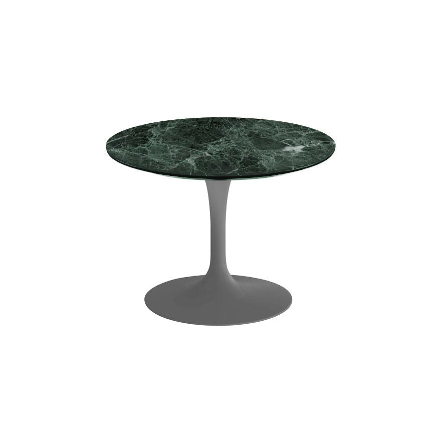 Saarinen 20-Inch Round Low Side Table side/end table Knoll Grey Verde Alpi marble, Satin finish