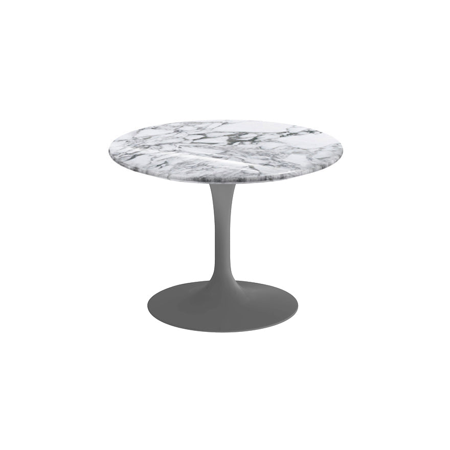 Saarinen 20-Inch Round Low Side Table side/end table Knoll Grey Arabescato marble, Satin finish