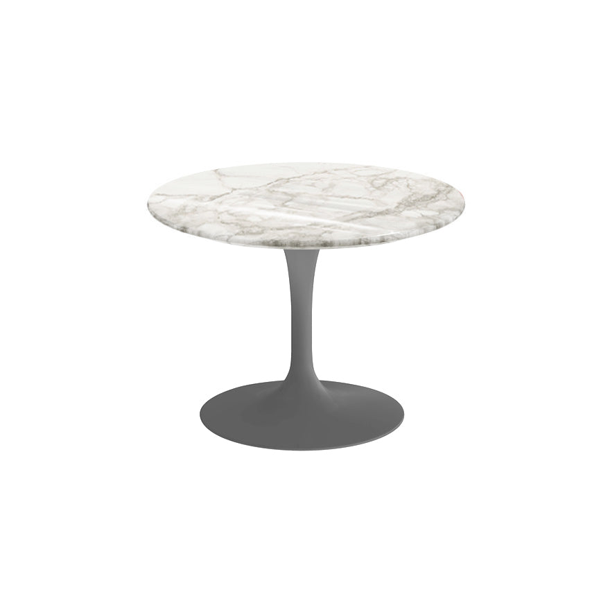 Saarinen 20-Inch Round Low Side Table side/end table Knoll Grey Calacatta marble, Shiny finish