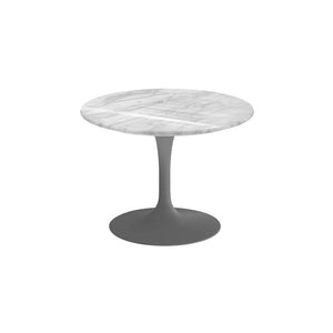 Saarinen 20-Inch Round Low Side Table side/end table Knoll Grey Carrara marble, Shiny finish 