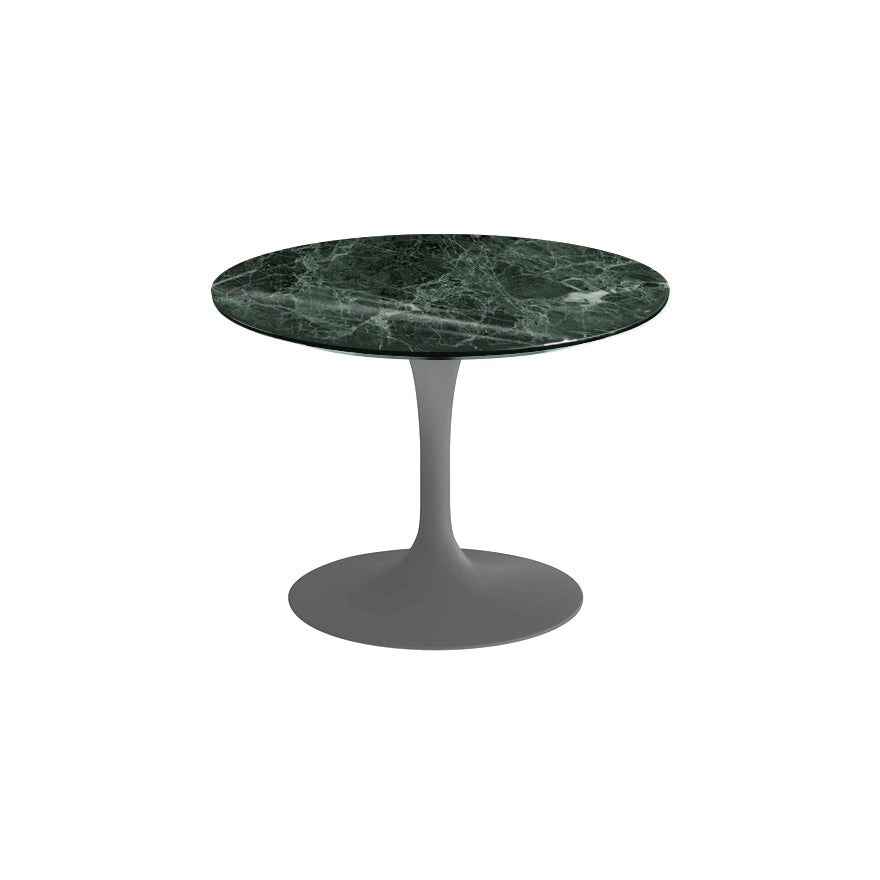 Saarinen 20-Inch Round Low Side Table side/end table Knoll Grey Verde Alpi marble, Shiny finish