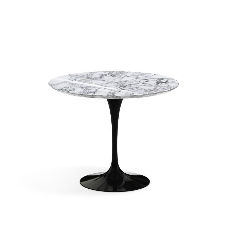 Saarinen 35" Round Dining Table Dining Tables Knoll Black Arabescato marble, Shiny finish