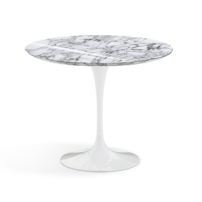 Saarinen 35" Round Dining Table Dining Tables Knoll White Arabescato marble, Shiny finish