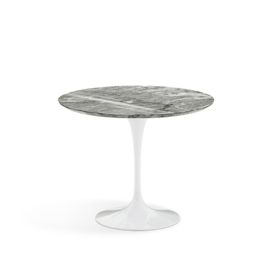Saarinen 35" Round Dining Table Dining Tables Knoll White Grey marble, Shiny finish