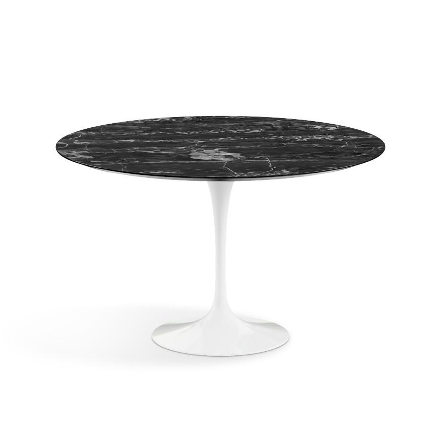 Saarinen 47" Round Dining Table Dining Tables Knoll White Portoro marble, Satin finish