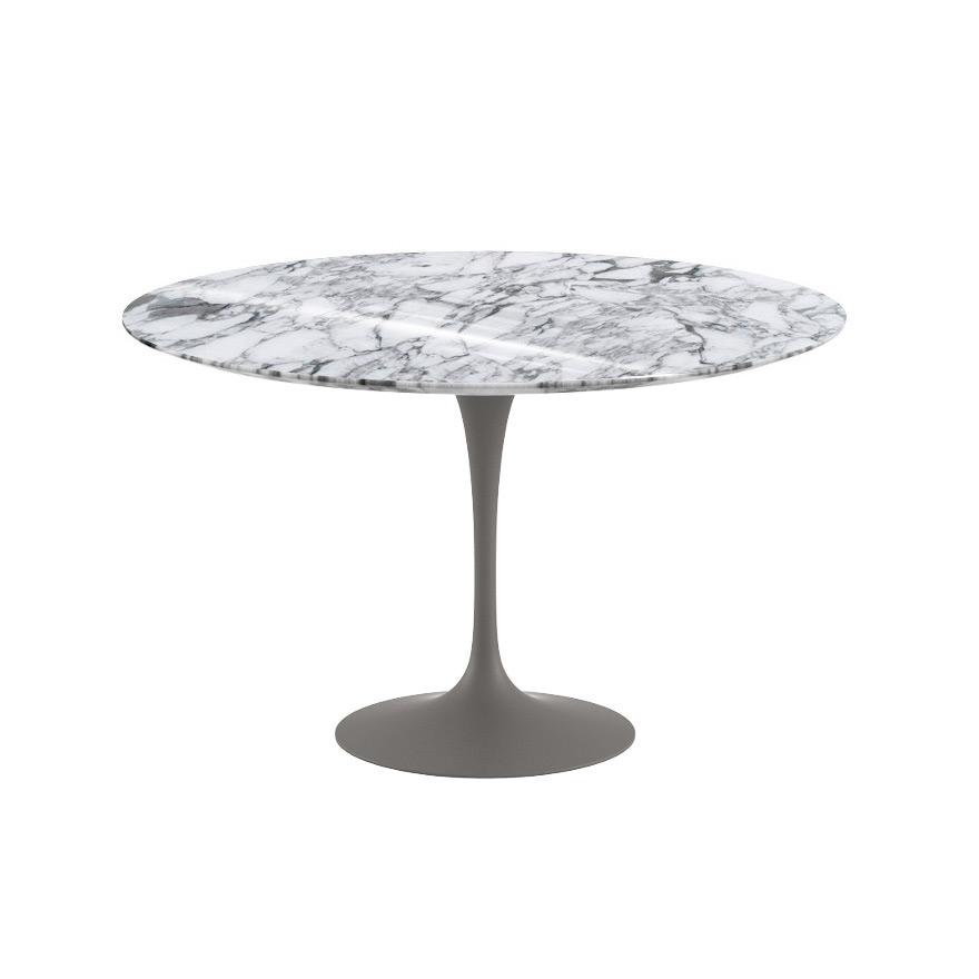 Saarinen 47" Round Dining Table Dining Tables Knoll Grey Arabescato marble, Shiny finish