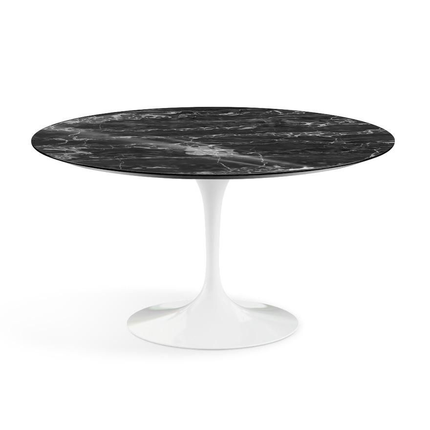 Saarinen 54" Round Dining Table Dining Tables Knoll White Portoro marble, Shiny finish