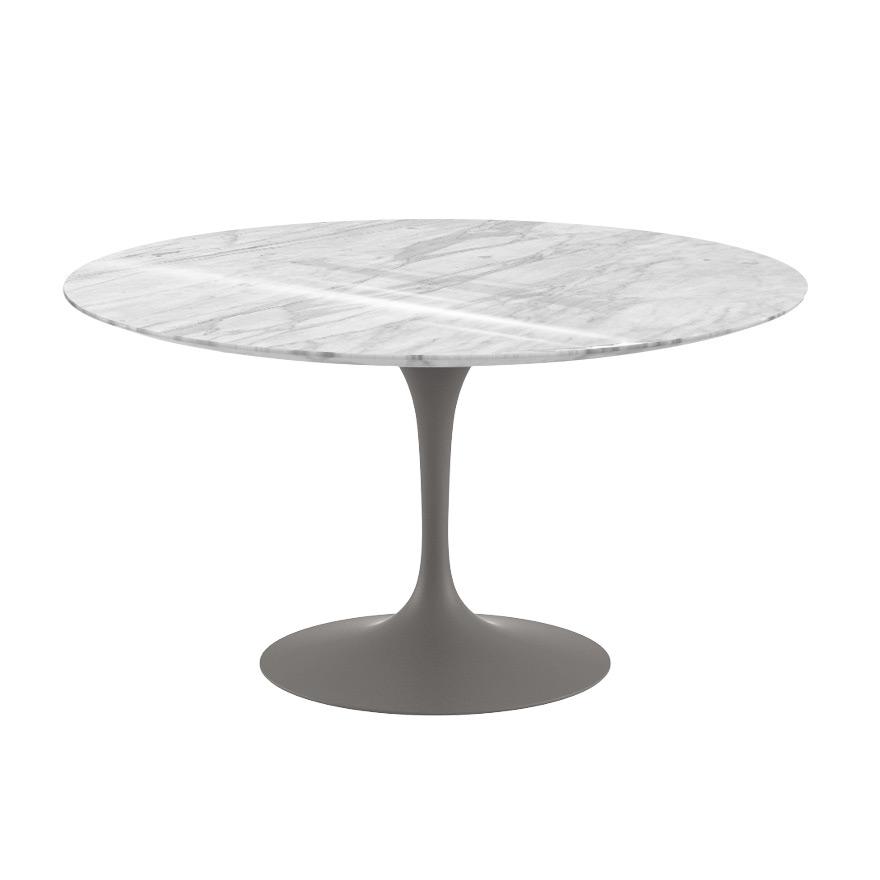 Saarinen 54" Round Dining Table Dining Tables Knoll Grey Carrara marble, Shiny finish
