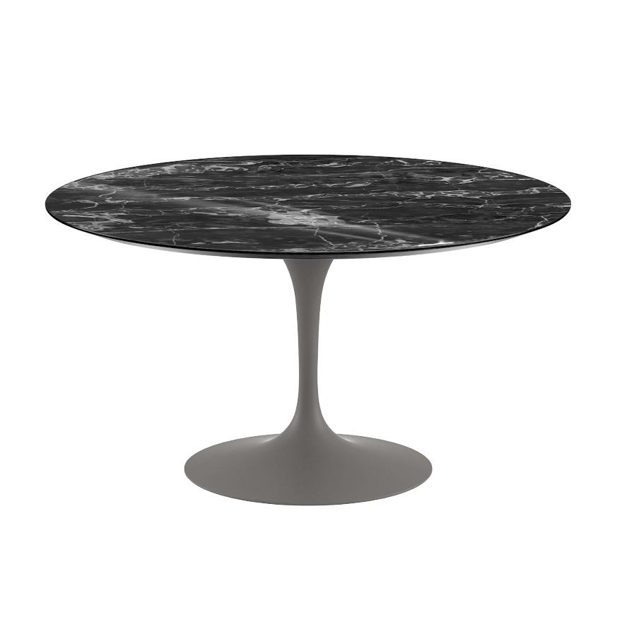 Saarinen 54" Round Dining Table Dining Tables Knoll Grey Portoro marble, Shiny finish