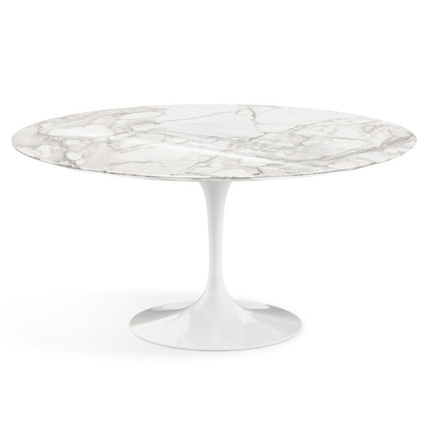 Saarinen 60" Round Dining Table Dining Tables Knoll White Calacatta Coated Marble
