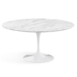 Saarinen 60" Round Dining Table Dining Tables Knoll White Carrara Satin Coated Marble 