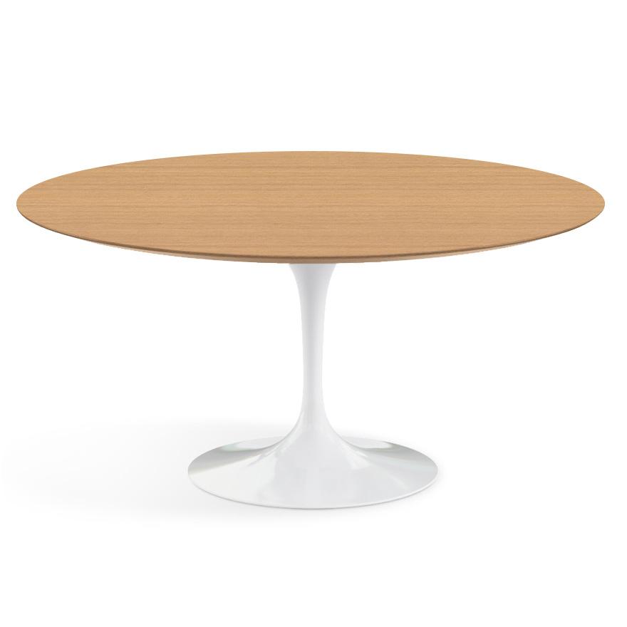 Saarinen 60" Round Dining Table Dining Tables Knoll White Light Oak Veneer