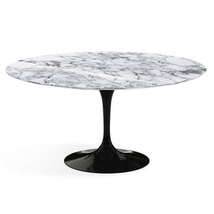 Saarinen 60" Round Dining Table Dining Tables Knoll Black Arabescato Coated Marble 