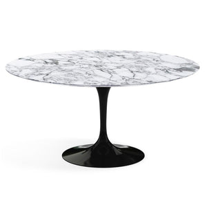 Saarinen 60" Round Dining Table Dining Tables Knoll Black Arabescato Satin Coated Marble 