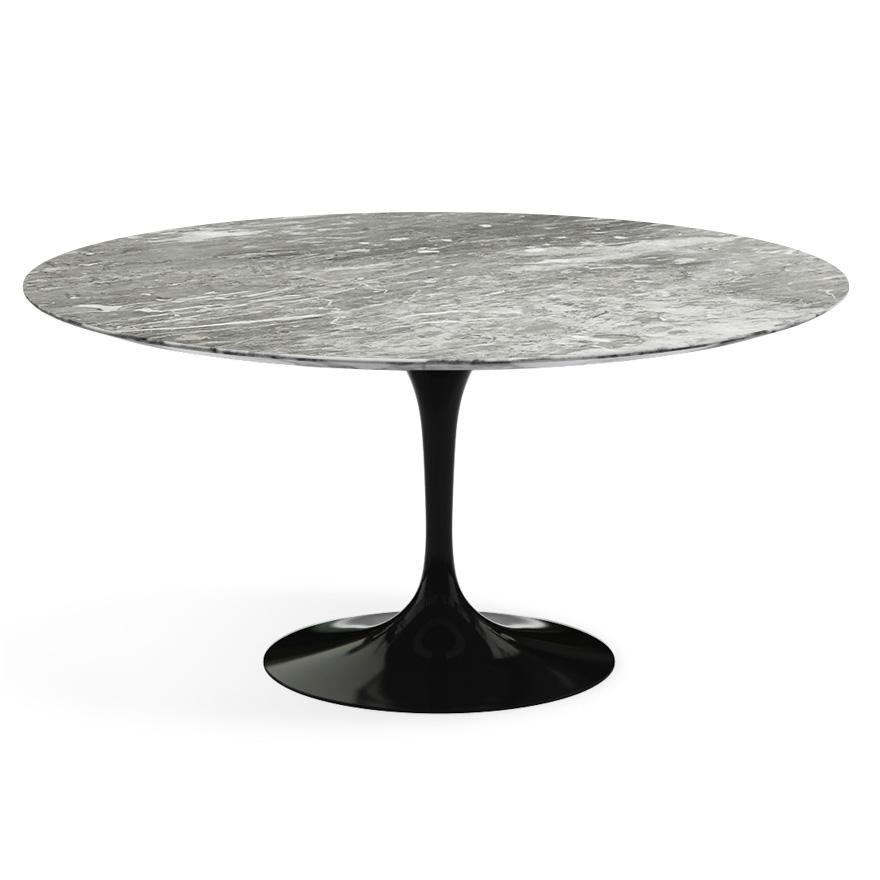 Saarinen 60" Round Dining Table Dining Tables Knoll Black Grey Satin Coated Marble