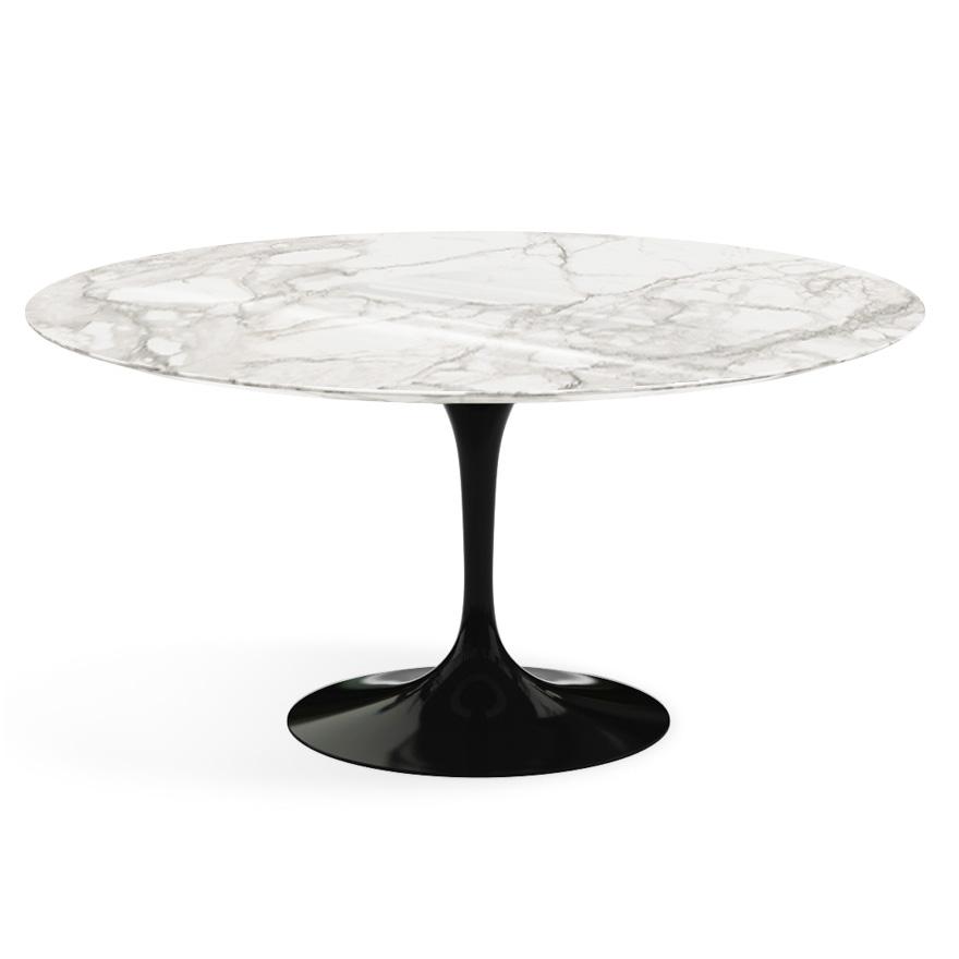 Saarinen 60" Round Dining Table Dining Tables Knoll Black Calacatta Coated Marble
