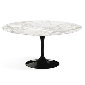 Saarinen 60" Round Dining Table Dining Tables Knoll Black Calacatta Coated Marble 
