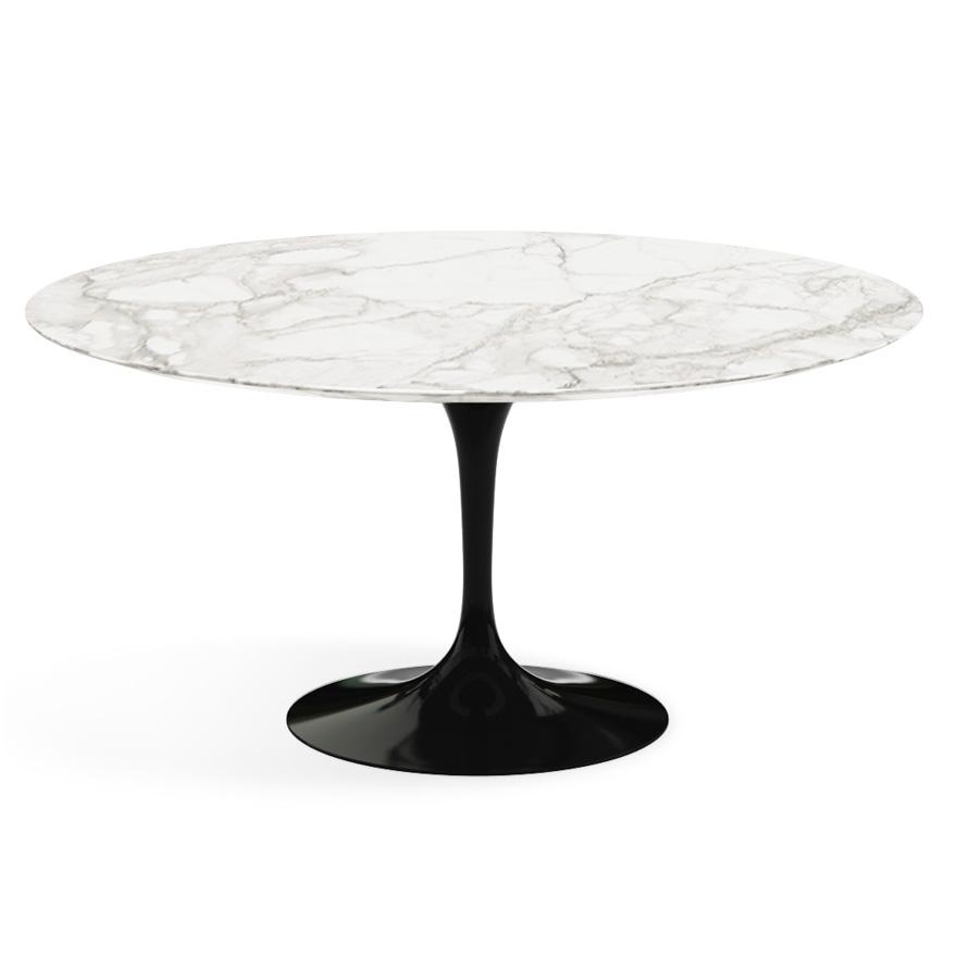 Saarinen 60" Round Dining Table Dining Tables Knoll Black Calacatta Satin Coated Marble