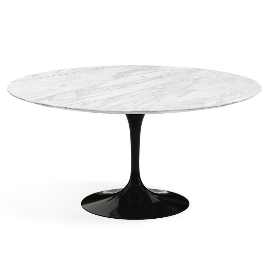 Saarinen 60" Round Dining Table Dining Tables Knoll Black Carrara Satin Coated Marble