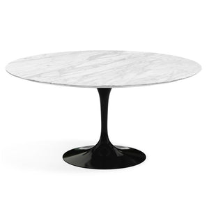Saarinen 60" Round Dining Table Dining Tables Knoll Black Carrara Satin Coated Marble 