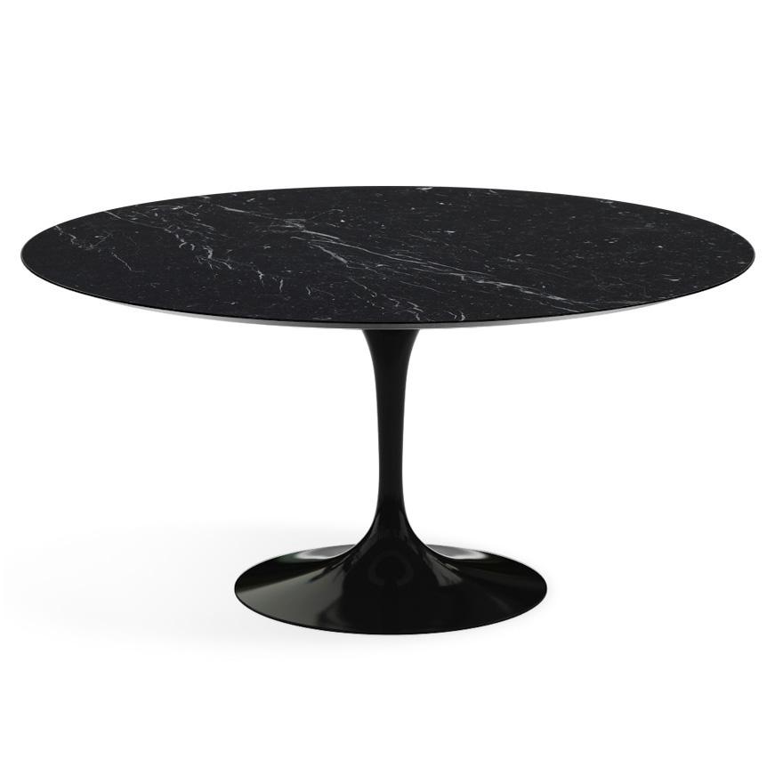 Saarinen 60" Round Dining Table Dining Tables Knoll Black Nero Marquina Satin Coated Marble