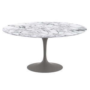 Saarinen 60" Round Dining Table Dining Tables Knoll Grey Arabescato Satin Coated Marble 