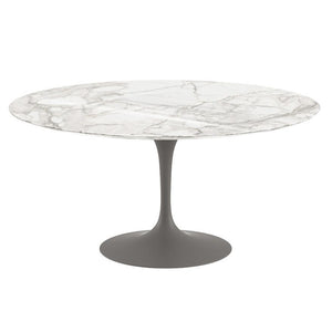Saarinen 60" Round Dining Table Dining Tables Knoll Grey Calacatta Coated Marble 