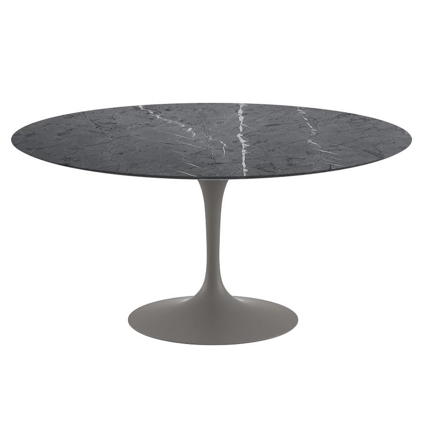 Saarinen 60" Round Dining Table Dining Tables Knoll Grey Grigio Marquina marble, Satin finish