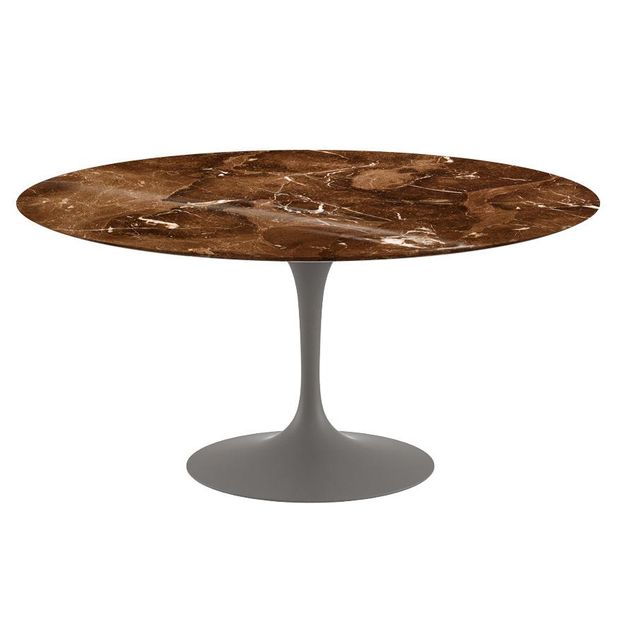Saarinen 60" Round Dining Table Dining Tables Knoll Grey Espresso marble, Shiny finish