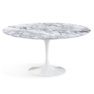 Saarinen 60" Round Dining Table Dining Tables Knoll White Arabescato Coated Marble 